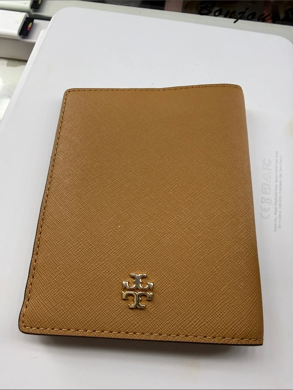 Tory Burch Tan Passport/Card Holder with Gold Logo